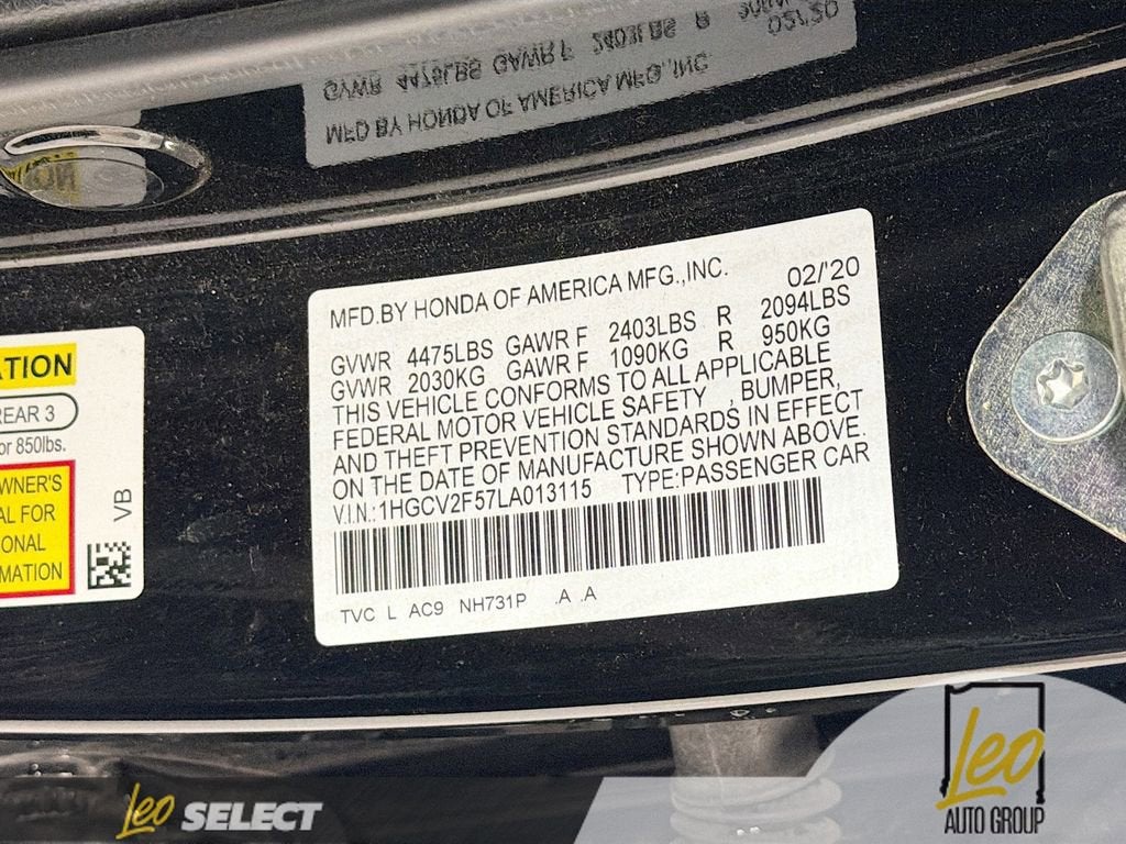 2020 Honda Accord EX-L 2.0T