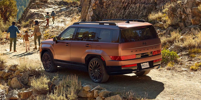 Family Near Hyundai Sante Fe Vehicle