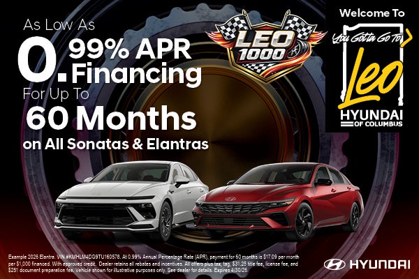 As low as 0.99% APR Financing for up to 60 Months
